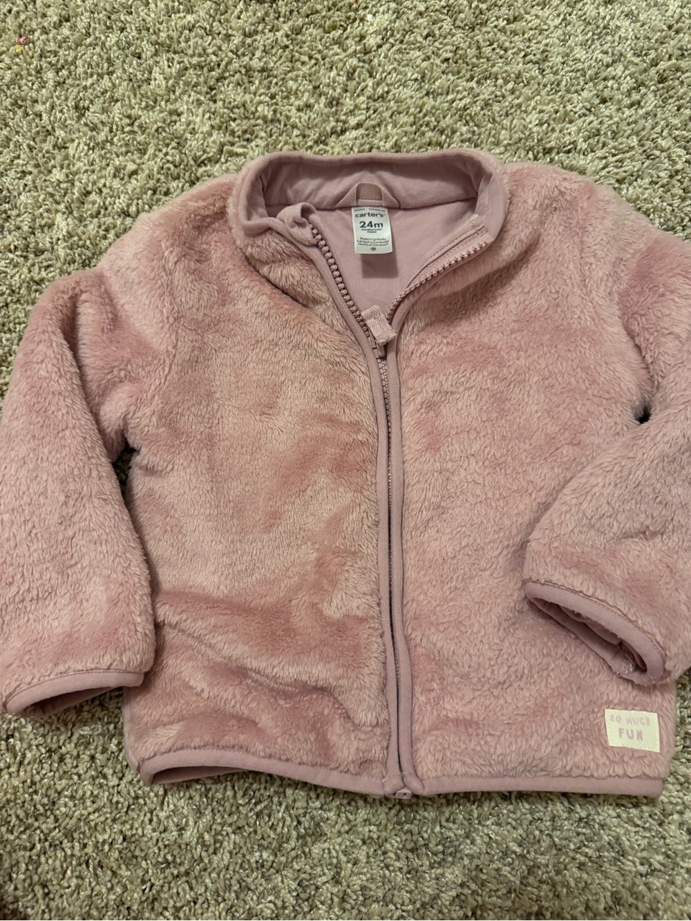 Carter's Dusty Pink Plush Zip Jacket for Kids